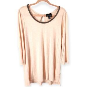 Cynthia Rowley Blush Light Top with Embellishments Neckline Size 2XL